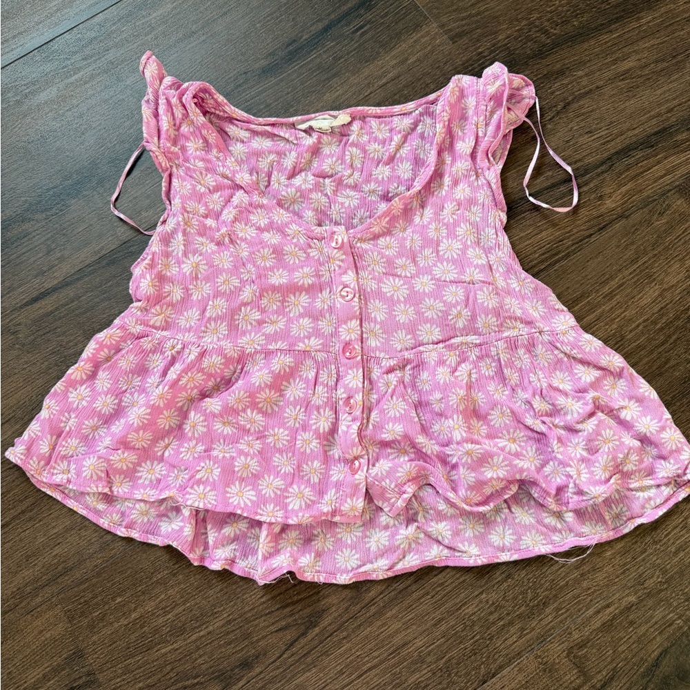 Pink Rose Floral Knit Top